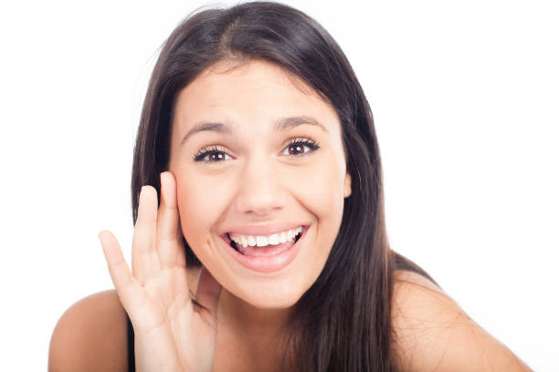 istock Young beautiful woman shouting something. Isolated on white background 831159686