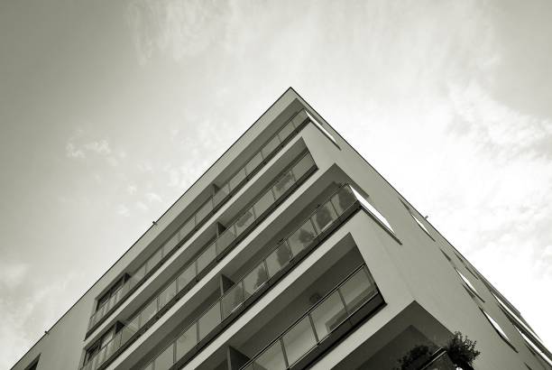 istock Modern, Luxury Apartment Building. Black and white. 831176932