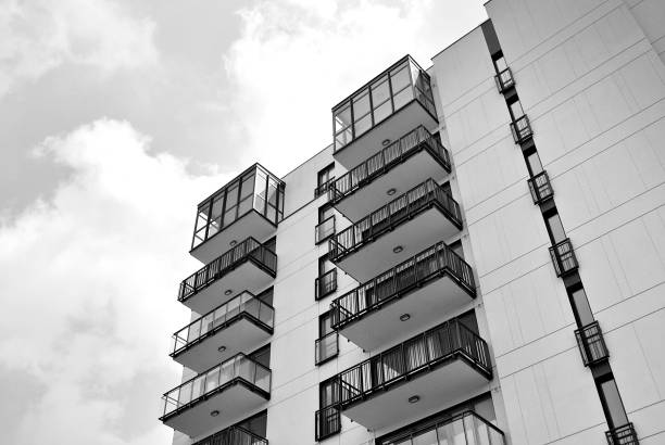 istock Modern, Luxury Apartment Building. Black and white. 831179538