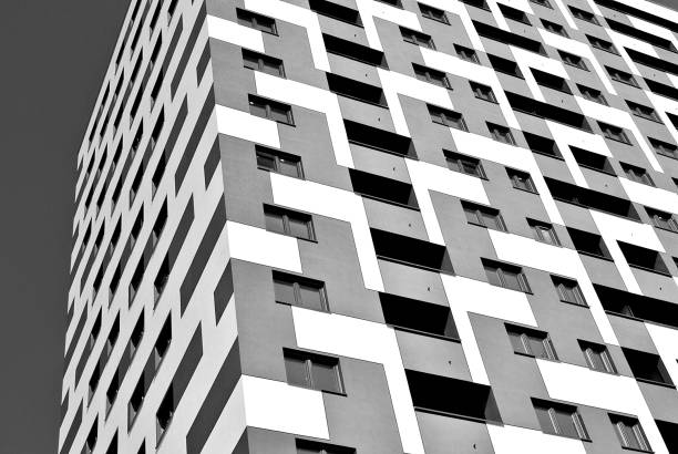 istock Modern, Luxury Apartment Building. Black and white. 831179698