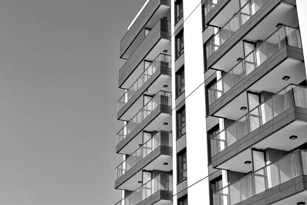 istock Modern, Luxury Apartment Building. Black and white. 831179930