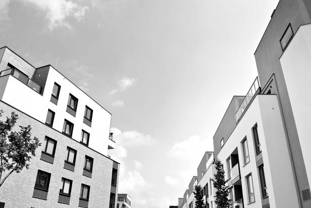 istock Modern, Luxury Apartment Building. Black and white. 831179950
