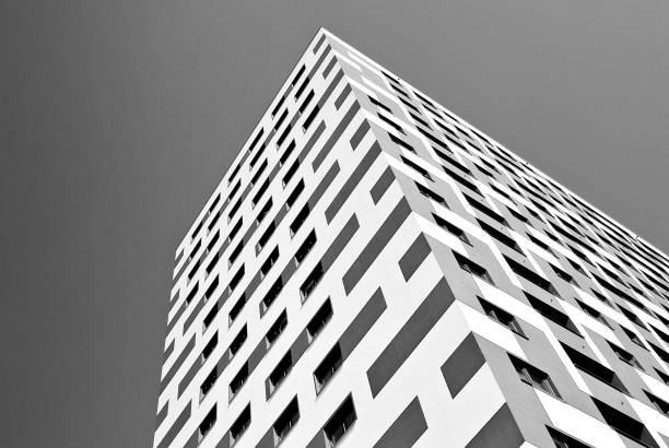 istock Modern, Luxury Apartment Building. Black and white. 831180106