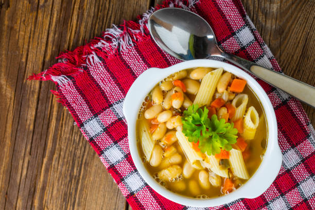 istock Bean soup with penne pasta. 831184050