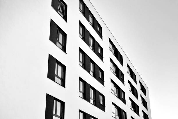 istock Modern, Luxury Apartment Building. Black and white. 831186726