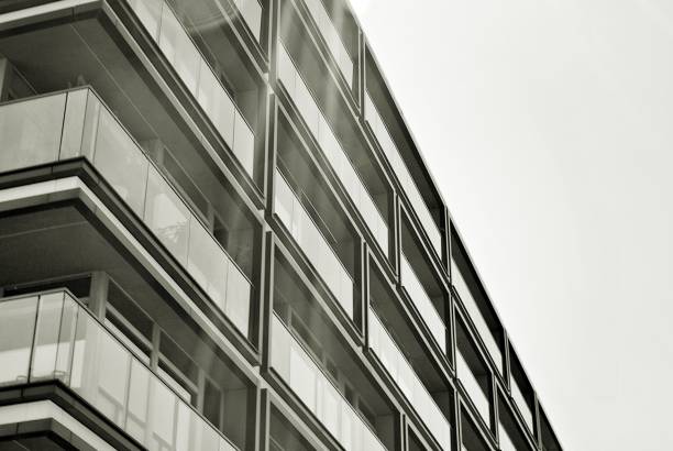 istock Modern, Luxury Apartment Building. Black and white. 831187468