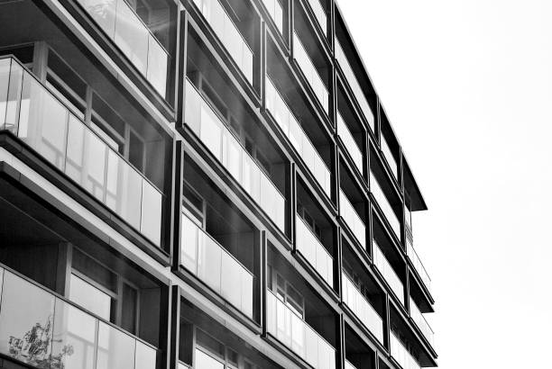 istock Modern, Luxury Apartment Building. Black and white. 831187614