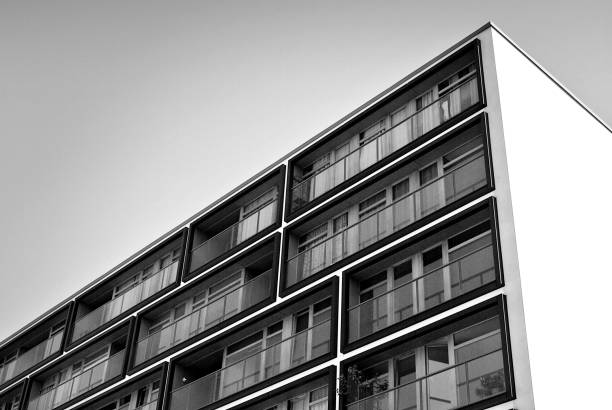 istock Modern, Luxury Apartment Building. Black and white. 831187996