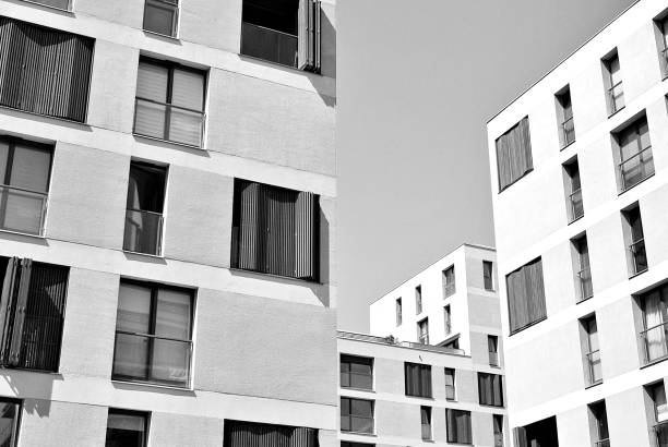 istock Modern, Luxury Apartment Building. Black and white. 831190432