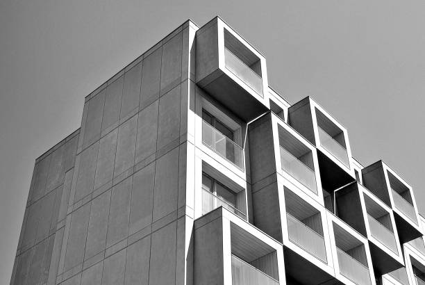 istock Modern, Luxury Apartment Building. Black and white. 831190618