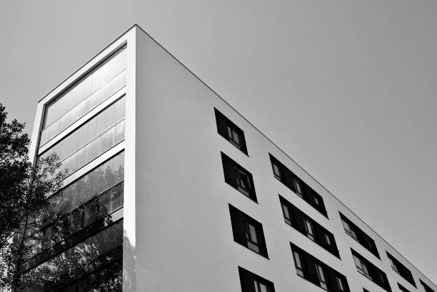 istock Modern, Luxury Apartment Building. Black and white. 831190744