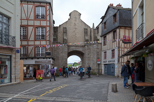 Vannes, France - July 26 2017: Back of the Porte Saint Vincent in the old town.