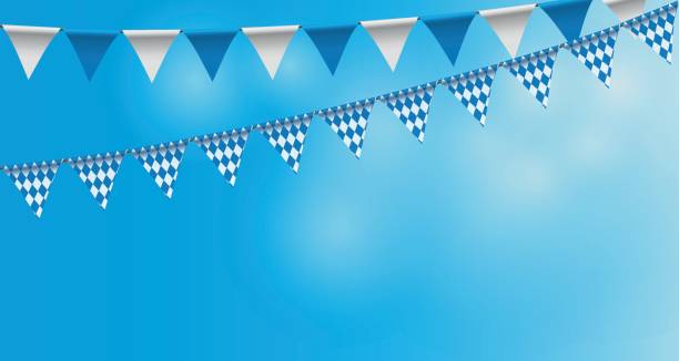 Bright buntings garlands with rhombus pattern, bunting festoon, background, Decorated in traditional colors of Bavaria Vector illustration background bavarian flag stock illustrations