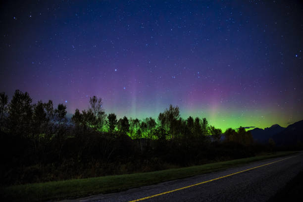 istock Northern Lights behind an empty road 831213324