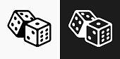 istock Dice Icon on Black and White Vector Backgrounds 831216288