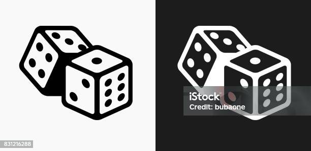 Dice Icon On Black And White Vector Backgrounds Stock Illustration - Download Image Now - Dice, Icon Symbol, Cube Shape