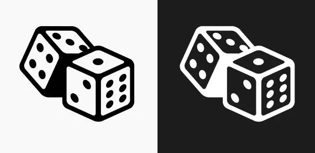 Vector illustration of Dice Icon on Black and White Vector Backgrounds