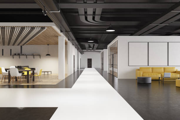 istock Round pouffes office waiting area interior 831223200