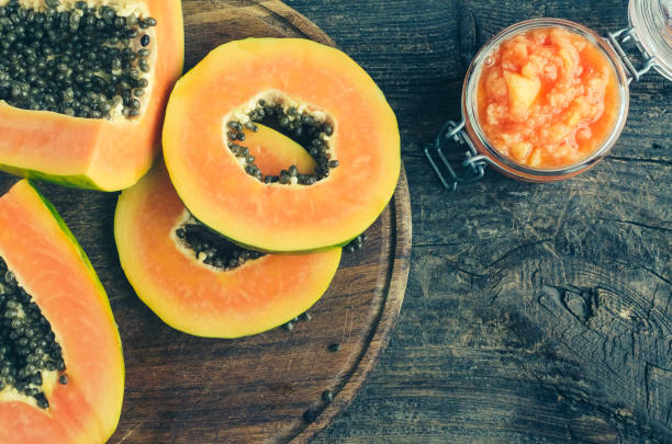 istock Fresh papaya natural facial mask 831232648
