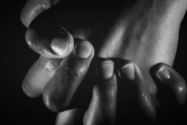 istock Human hand from abstract pose in studio tone into black and white 831239168