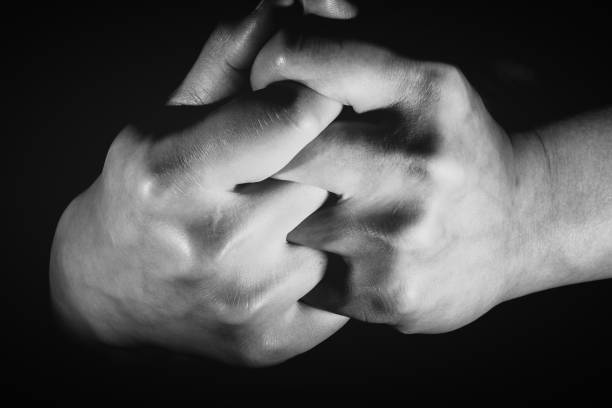 istock Human hand from abstract pose in studio tone into black and white 831239178