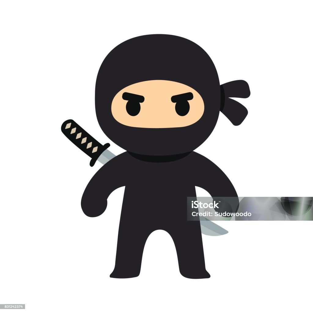 Cartoon ninja illustration Cartoon ninja drawing in chibi manga style. Cute vector illustration. Ninja stock vector