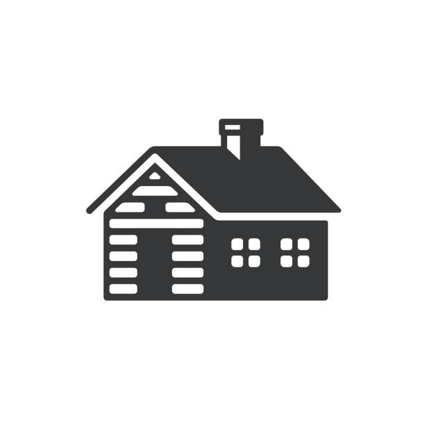 Log cabin icon Log cabin, simple icon or logo. Vintage wooden cottage vector illustration. log cabin vector stock illustrations