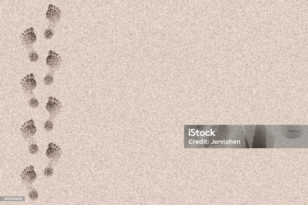 Footprints in the sand design layout background vector with copy space. Footprint stock vector