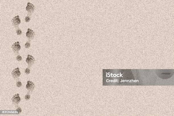 Footprints In The Sand Design Layout Background Vector With Copy Space Stock Illustration - Download Image Now