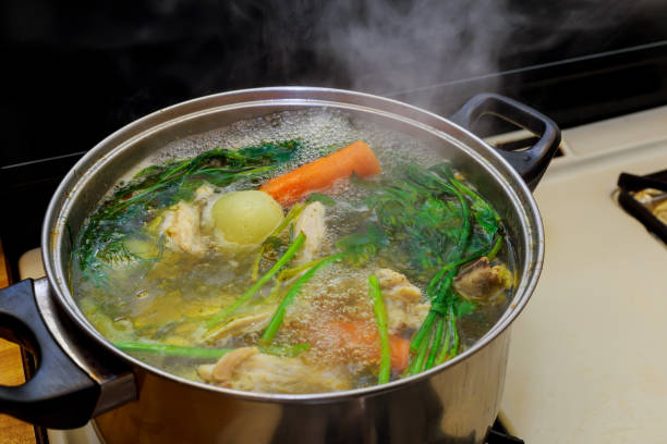 istock Soup with vegetables and chicken. 831256744