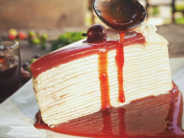 istock Crepe cake with strawberry jam 831263180