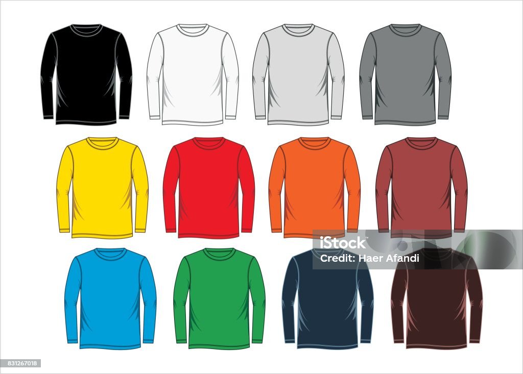 set long-sleeved T-shirt colorful set long-sleeved T-shirt colorful, Vector Image T-Shirt stock vector