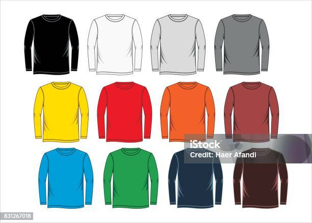 Set Longsleeved Tshirt Colorful Stock Illustration - Download Image Now - T-Shirt, Long Sleeved, Icon Symbol