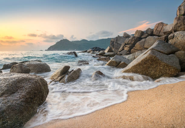 Stunning Sunrise at an idyllic beach on Koh Phangan, Thailand. Nikon D810. Converted from RAW.