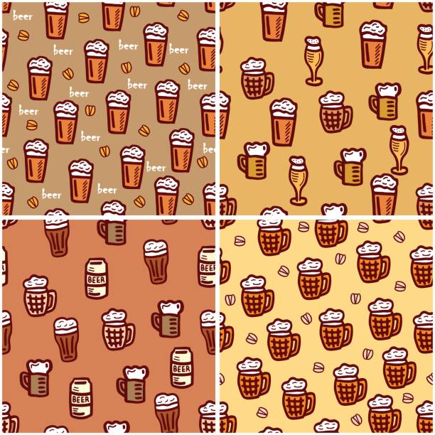 bier nahtlose hintergrund für design - pistachio beer nuts nut backgrounds stock-grafiken, -clipart, -cartoons und -symbole