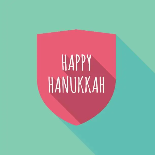 Vector illustration of Long shadow shield with    the text HAPPY HANUKKAH