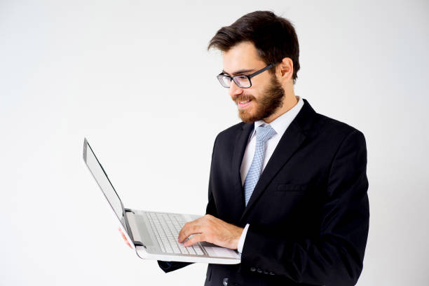 istock Businessman with a laptop 831295872