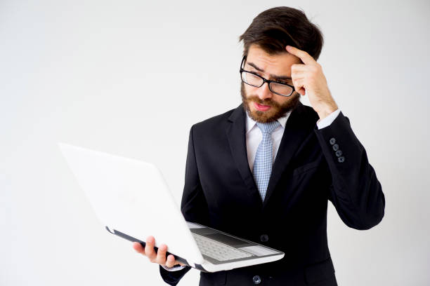 istock Businessman with a laptop 831295930
