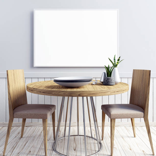 istock Mock up poster in interior dining area. living room modern style. 831306794