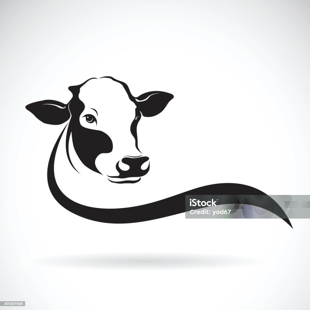 Vecteur d’un dessin de tête de vache sur fond blanc. Animaux de ferme. - clipart vectoriel de Vache libre de droits