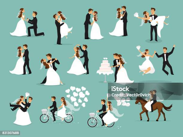 Ilustración de Recién Casados Recién Casados La Novia Y El Novio Set Ceremonia De La Boda y más Vectores Libres de Derechos de Boda