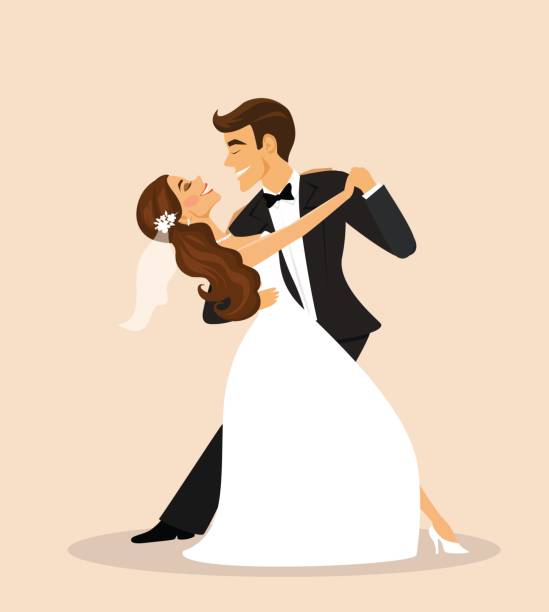 illustrations, cliparts, dessins animés et icônes de couple de mariage, la mariée et le marié danse - traditional ceremony sign symbol wedding