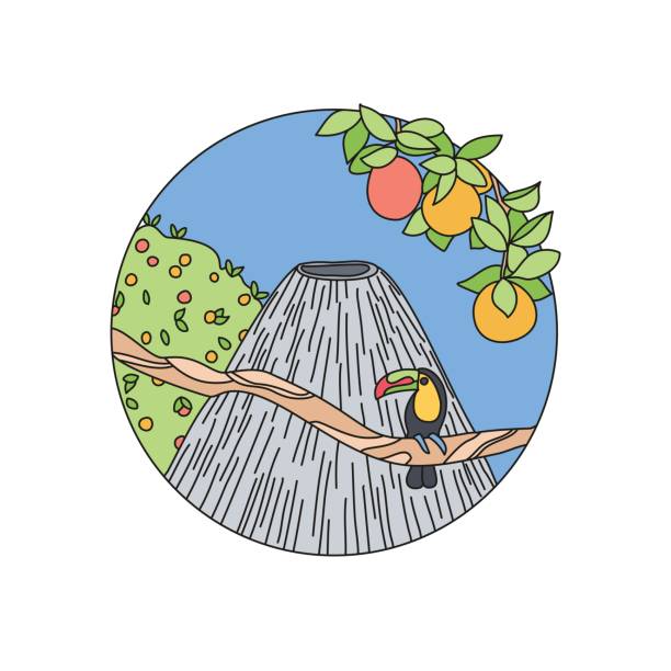 illustrations, cliparts, dessins animés et icônes de logo vectoriel de volcan doodle - bicol