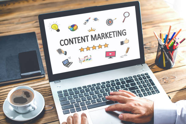 Content Marketing Concept On Laptop Monitor stock photo