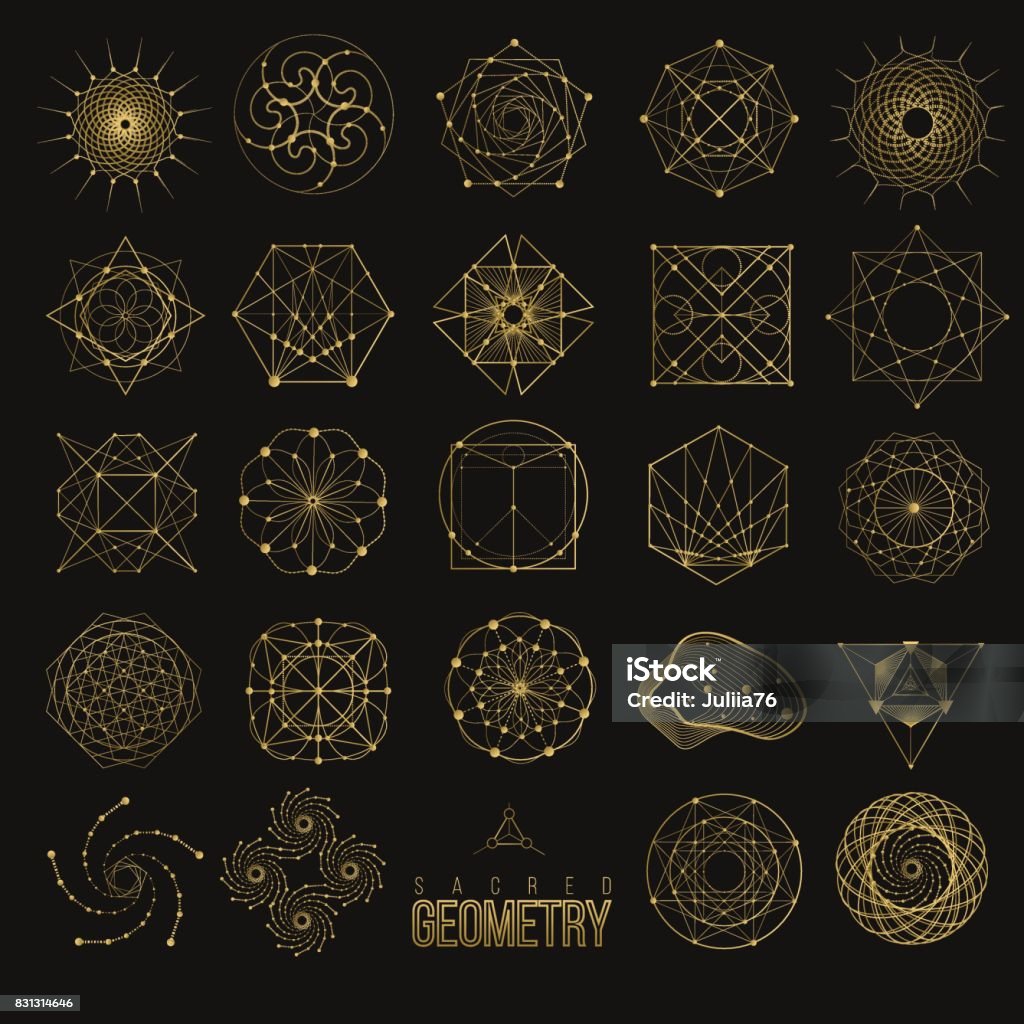 Heilige Geometrie Formen festlegen - Lizenzfrei Alchemie Vektorgrafik