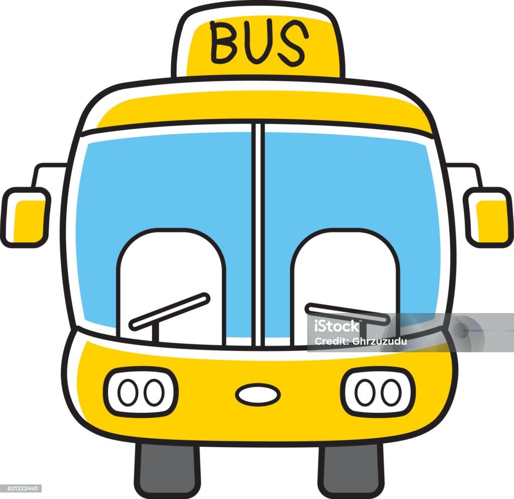 Bus Front Simple Bus Front View Vector Isolated Stock Illustration - Download Image Now ...