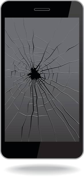ilustrações de stock, clip art, desenhos animados e ícones de broken smart phone - breaking glass cracked broken