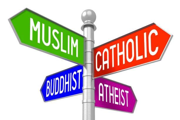 istock Religion concept - colorful signpost 831325980