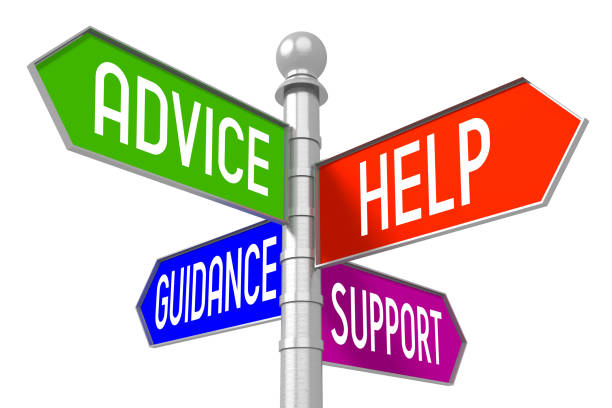 istock Help, support, advice, guidance - colorful signpost 831326734