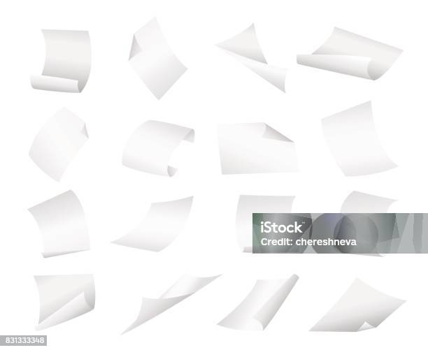 Paper Go Down Blank Paper Sheets Falling Down Illustration On Grey Background Stock ...